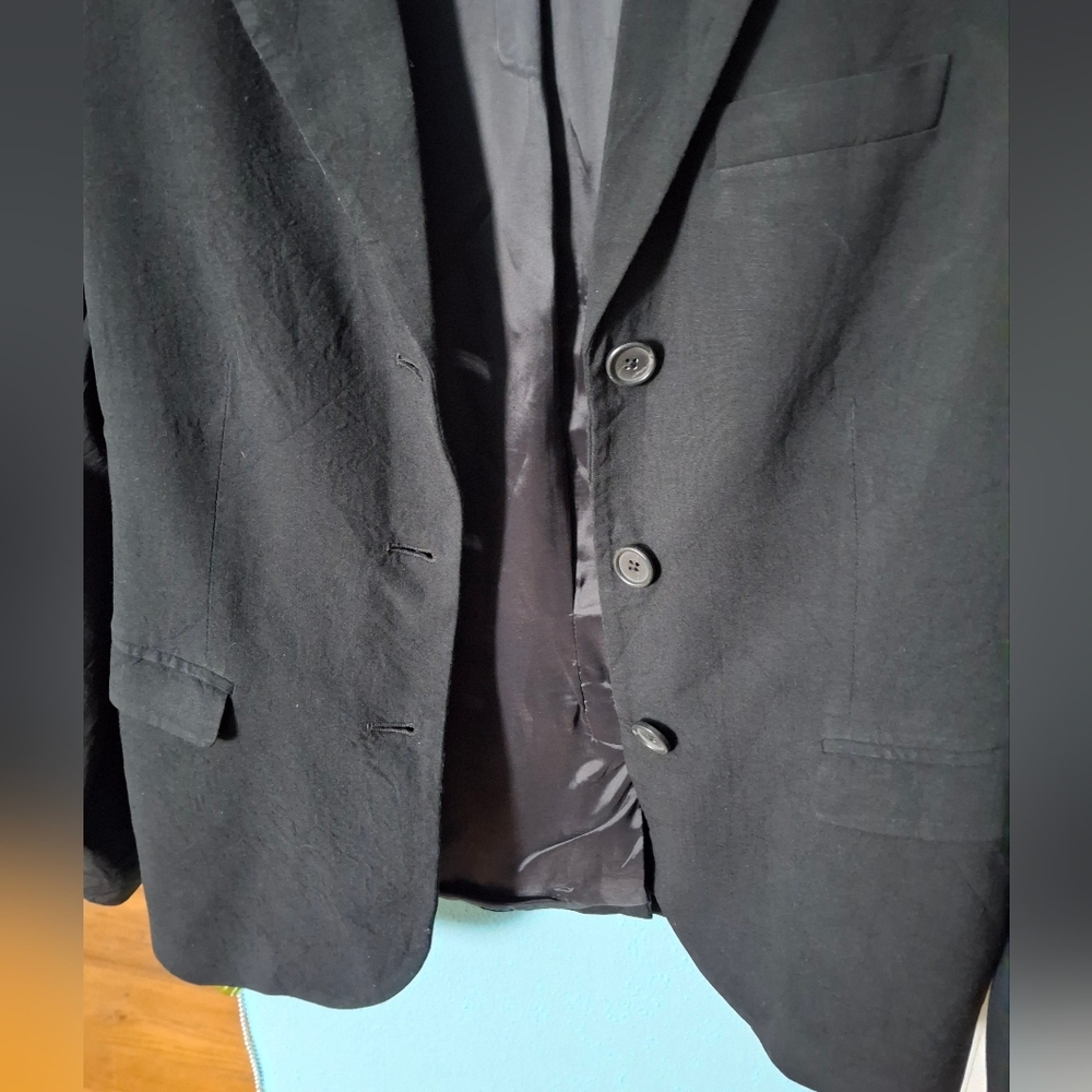 Banana Republic Stretch Womens Sz 10 Black Wool Blazer Summer Weight Vntg Excel - Picture 9 of 15